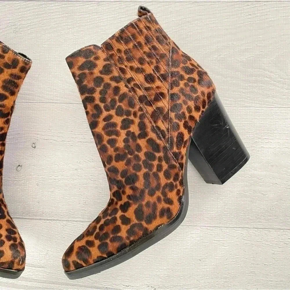 Marc Fisher | Genuine Calf Hair Leather Pointed Toe Block Heel Booties Women 7.5